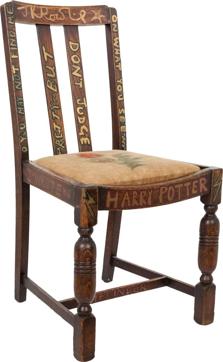 This undated photo provided by Heritage Auctions shows the chair that J.K. Rowling sat on while writing the first two books of the Harry Potter series. (AP)