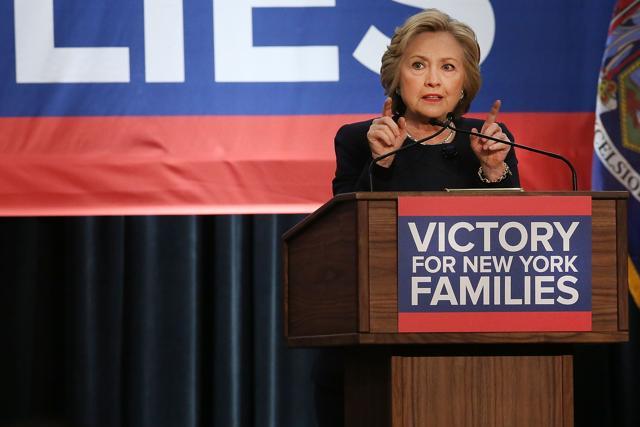 US presidential candidate Hillary Clinton at a rally in New York City on Monday. (AFP)