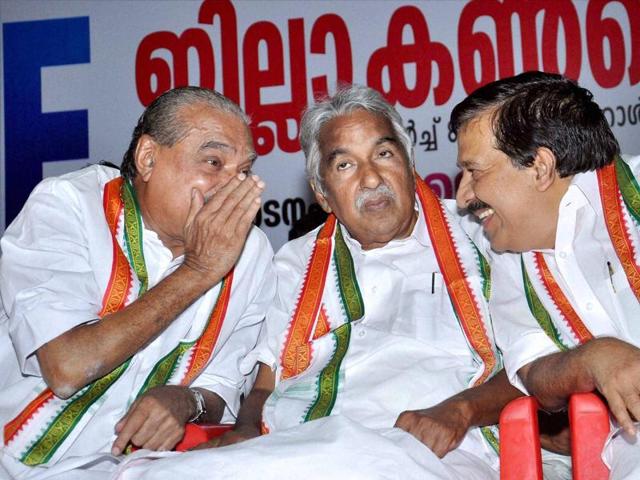 Kerala chief minister Oomen Chandy with home minister Ramesh Chennithala and Kerala Congress chief KM Mani during the UDF election convention in Ernakulam. (PTI Photo) Kerala chief minister Oomen Chandy with home minister Ramesh Chennithala and Kerala Congress chief KM Mani during the UDF election convention in Ernakulam. (PTI Photo)