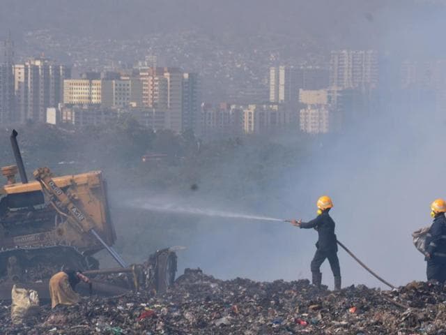 In January, the civic body had used drones at the dumping ground, but they had to be brought down because the BMC had not taken permission from the police as well as the airport authority to fly them. (Photo by Prashant Waydande / Hindustan Times) In January, the civic body had used drones at the dumping ground, but they had to be brought down because the BMC had not taken permission from the police as well as the airport authority to fly them. (Photo by Prashant Waydande / Hindustan Times)