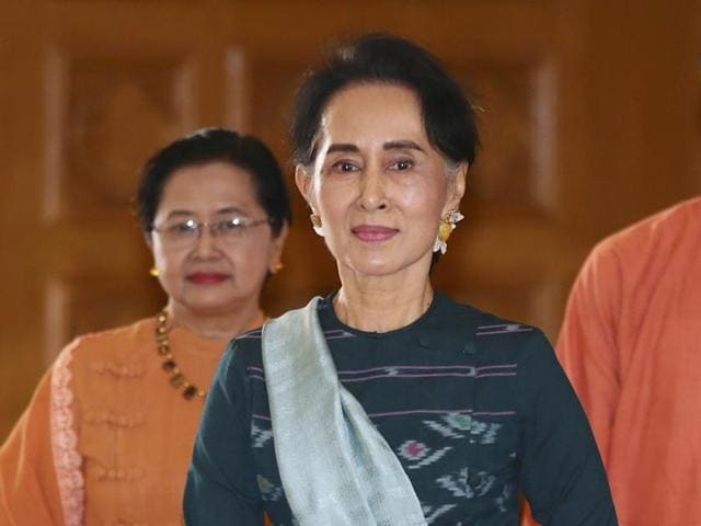 In this file photo, Myanmar’s democracy icon Aung San Suu Kyi is seen with NLD members in Naypyidaw.(AFP File Photo) In this file photo, Myanmar’s democracy icon Aung San Suu Kyi is seen with NLD members in Naypyidaw.(AFP File Photo)