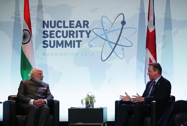 Prime Minister of the United Kingdom David Cameron (R) meets with Indian Prime Minister Narendra Modi (L) during the 2016 Nuclear Security Summit. (AFP) Prime Minister of the United Kingdom David Cameron (R) meets with Indian Prime Minister Narendra Modi (L) during the 2016 Nuclear Security Summit. (AFP)