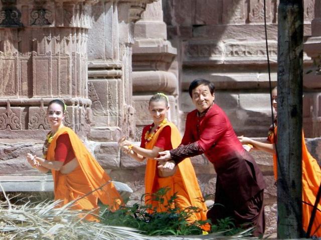 Hollywood actor Jackie Chan shooting for film Kung Fu Yoga. (PTI) 