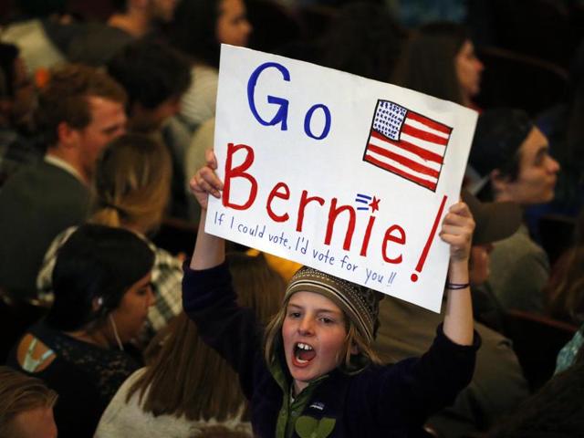 Supporters cheer while waiting for the arrival of Democratic presidential candidate Senator Bernie Sanders, I-Vt., during a campaign rally in Laramie, Wyoming. (AP Photo) Supporters cheer while waiting for the arrival of Democratic presidential candidate Senator Bernie Sanders, I-Vt., during a campaign rally in Laramie, Wyoming. (AP Photo)