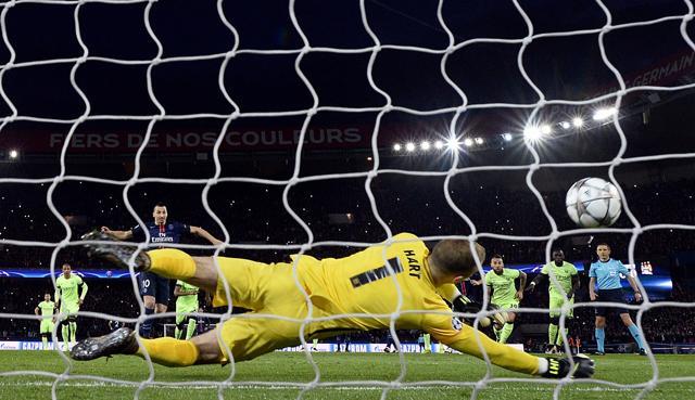 Joe Hart saves Zlatan Ibrahimovic’s penalty. (AFP) Joe Hart saves Zlatan Ibrahimovic’s penalty. (AFP)