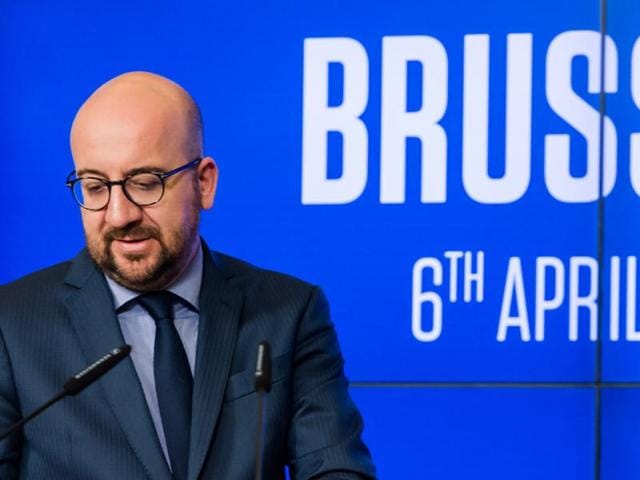 Belgium's Prime Minister Charles Michel addresses the media at the International Press Center in Brussels. (AP Photo) Belgium's Prime Minister Charles Michel addresses the media at the International Press Center in Brussels. (AP Photo)