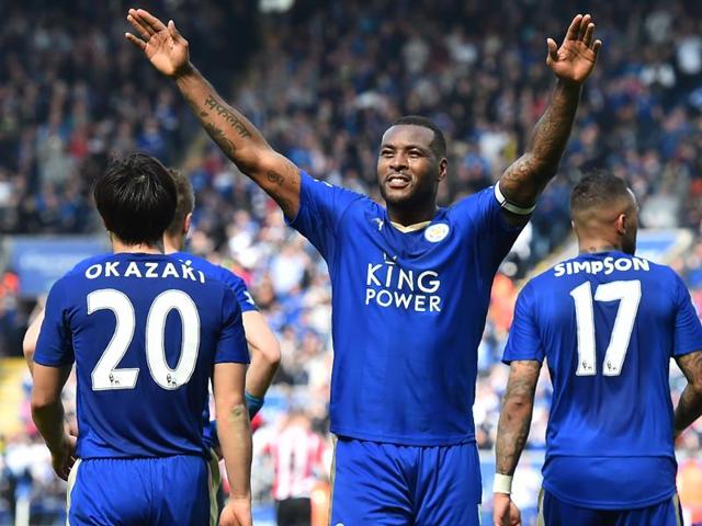 Leicester City's English defender Wes Morgan celebrates after scoring during the English Premier League football match. (AFP Photo) Leicester City's English defender Wes Morgan celebrates after scoring during the English Premier League football match. (AFP Photo)