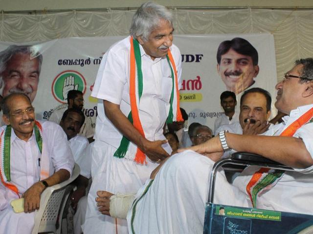 Kerala CM Oommen Chandy with other Congress leaders during the inauguration of party's election campaign at Cheruvannur in Kozhikode on Thursday. (PTI) Kerala CM Oommen Chandy with other Congress leaders during the inauguration of party's election campaign at Cheruvannur in Kozhikode on Thursday. (PTI)