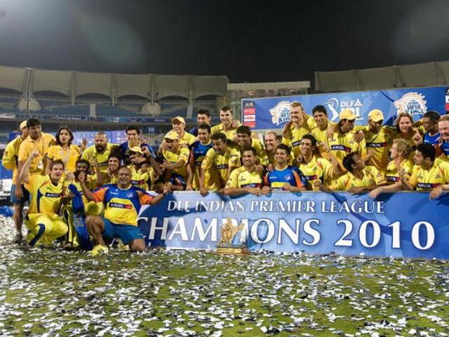 The Chennai Super Kings won the first of their two titles in 2010, led by captain MS Dhoni. (Getty Images) The Chennai Super Kings won the first of their two titles in 2010, led by captain MS Dhoni. (Getty Images)