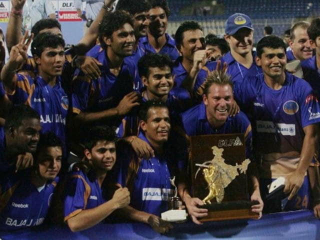 The Shane Warne-led Rajasthan Royals beat the Chennai Super Kings by three wickets to win the inaugural IPL, in 2008. (Santosh Harhare/HT Photo) The Shane Warne-led Rajasthan Royals beat the Chennai Super Kings by three wickets to win the inaugural IPL, in 2008. (Santosh Harhare/HT Photo)
