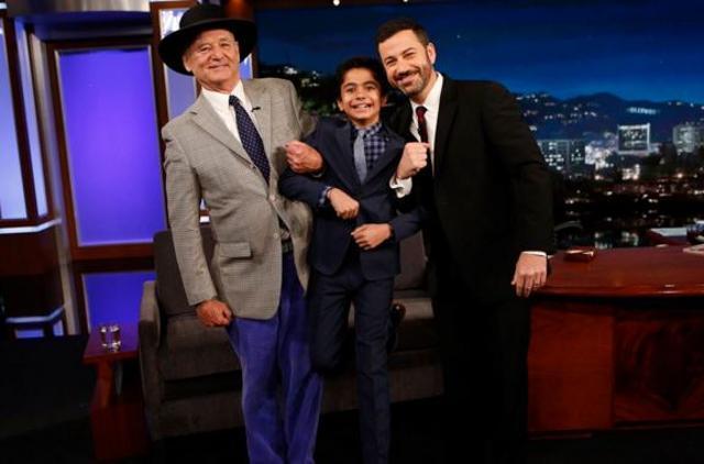Bill Murray and Neel Sethi appeared on Jimmey Kimmel Live! on April 1. (Twitter)