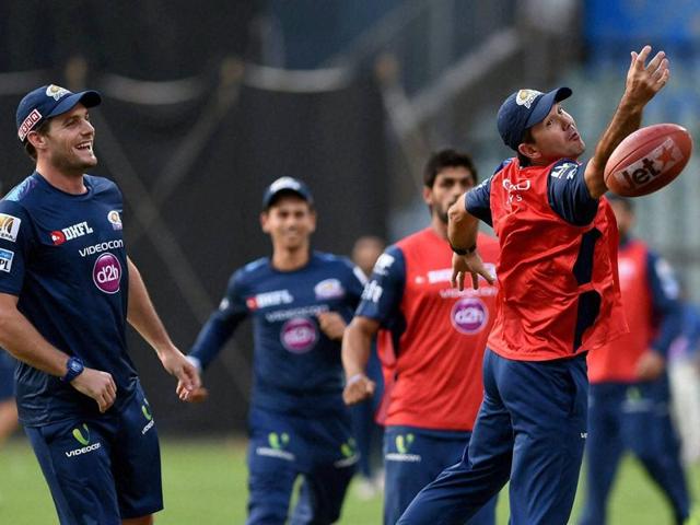 Mumbai Indians' coach Ricky Ponting indulges in a spot of rugby with his players during a practice session on April 7, 2016. (PTI) Mumbai Indians' coach Ricky Ponting indulges in a spot of rugby with his players during a practice session on April 7, 2016. (PTI)