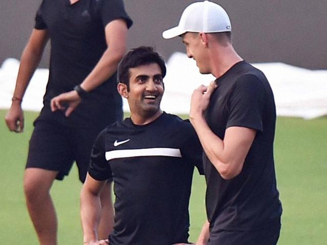 Kolkata Knight Riders captain Gautam Gambhir and teammate Morne Morkel at a practice session at Eden Gardens in Kolkata. (PTI) Kolkata Knight Riders captain Gautam Gambhir and teammate Morne Morkel at a practice session at Eden Gardens in Kolkata. (PTI)