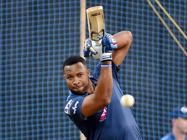 Mumbai Indians' Kieron Pollard during a hitting session. (PTI) Mumbai Indians' Kieron Pollard during a hitting session. (PTI)