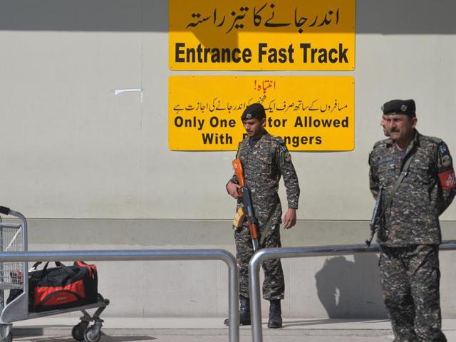 A gestures to security personnel as he arrives at a checkpoint at Benazir Bhutto International Airport in Islamabad. The US has warned its citizens against all non-essential travel to Pakistan. (AFP File Photo) A gestures to security personnel as he arrives at a checkpoint at Benazir Bhutto International Airport in Islamabad. The US has warned its citizens against all non-essential travel to Pakistan. (AFP File Photo)