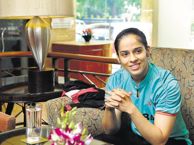 Saina Nehwal says she always makes time to access her social media accounts.(Subrata Biswas/HT Photo)