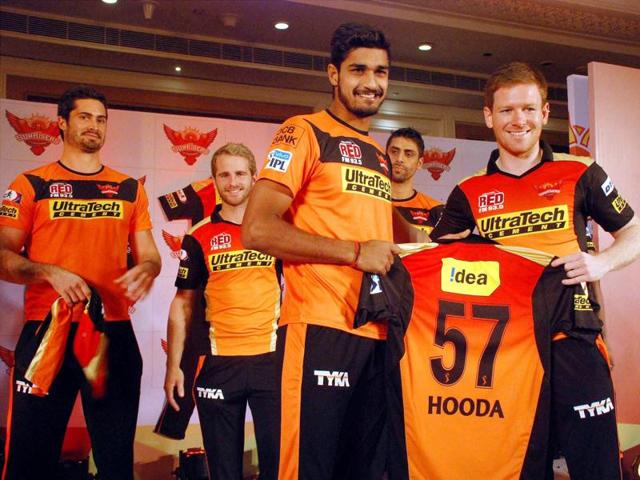 Sunrisers Hyderabad players at the launch of their squad and team jersey. (PTI) Sunrisers Hyderabad players at the launch of their squad and team jersey. (PTI)