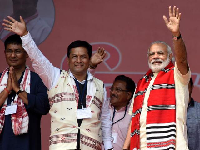 Prime Minister Narendra Modi waves to the public during an election rally at Majuli Island on March 26. (HT File) Prime Minister Narendra Modi waves to the public during an election rally at Majuli Island on March 26. (HT File)