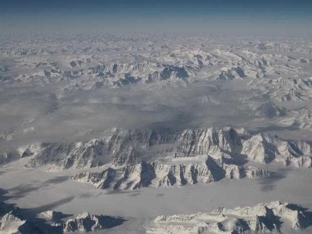 This NASA handout photo obtained March 29, 2016 shows a stunning perspective of the northeast coastline of Greenland, one of the world’s two great ice sheets (the other is Antarctica), captured by the Oceans Melting Greenland (OMG) field campaign team flying NASA’s G-III aircraft at about 40,000 feet on March 26.(AFP)