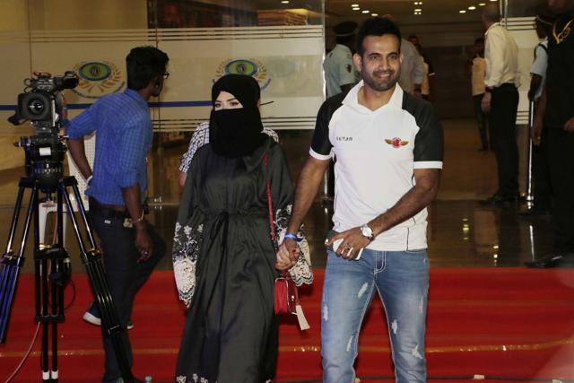 Cricketer Irrfan Pathan with wife Safa Baig. Cricketer Irrfan Pathan with wife Safa Baig.