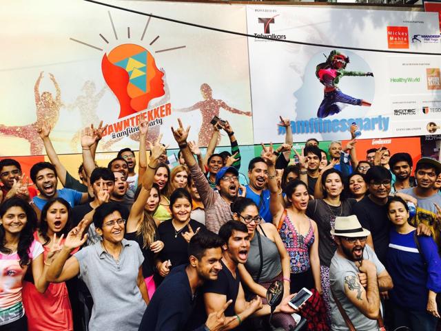 The Dawntrekker party on Sunday hosted sessions in yoga, mixed martial arts and musical performances. The Dawntrekker party on Sunday hosted sessions in yoga, mixed martial arts and musical performances.