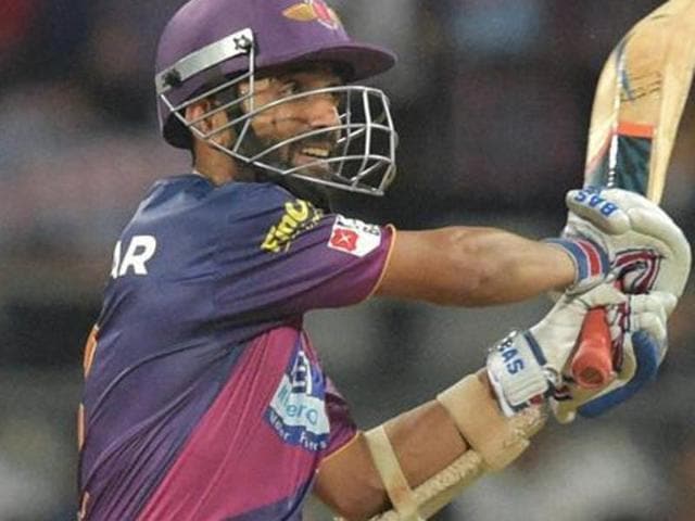 Ajinkya Rahane plays a shot. (PTI Photo) Ajinkya Rahane plays a shot. (PTI Photo)