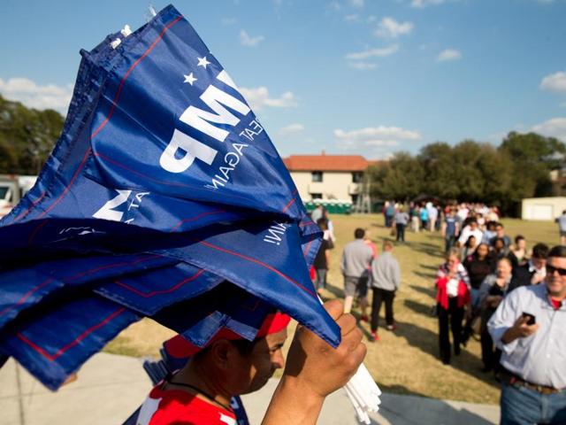 (Representative image) A New Jersey man who faces a $2,000 fine or 90 days in jail for flying a flag emblazoned with Donald Trump’s name over his home. (AP File Photo) (Representative image) A New Jersey man who faces a $2,000 fine or 90 days in jail for flying a flag emblazoned with Donald Trump’s name over his home. (AP File Photo)