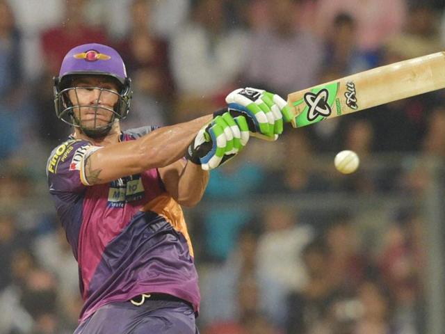 Mumbai: Rising Pune Supergiants batsman Faf Du Plessis plays a shot. (PTI Photo) Mumbai: Rising Pune Supergiants batsman Faf Du Plessis plays a shot. (PTI Photo)