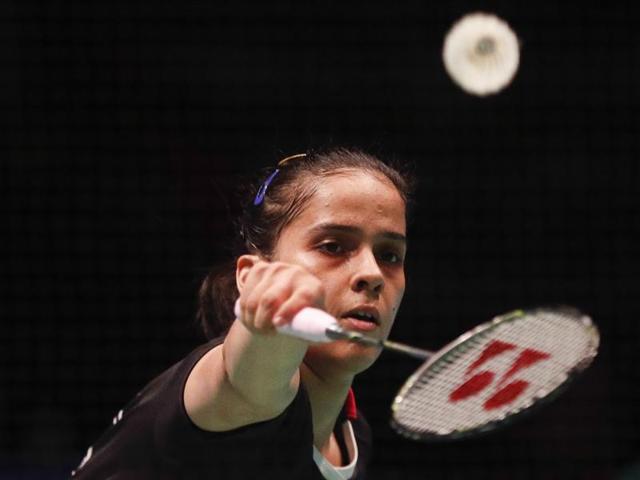 Saina Nehwal in action during the India Open in New Delhi.(Hindustan Times)
