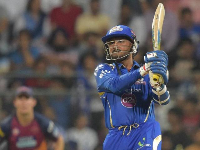 Harbhajan Singh’s 30-ball 45 helped Mumbai Indians post a modest 121/8. (PTI) Harbhajan Singh’s 30-ball 45 helped Mumbai Indians post a modest 121/8. (PTI)