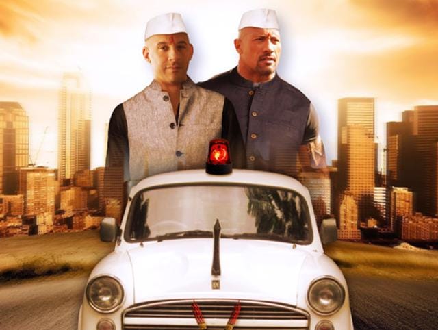 No Ford Mustangs, the sanskari avatar sees Vin Diesel and Dwayne Johnson driving an Ambassador complete with a beacon and nimbu-mirchi. The film: Na Fast Na Furious. No Ford Mustangs, the sanskari avatar sees Vin Diesel and Dwayne Johnson driving an Ambassador complete with a beacon and nimbu-mirchi. The film: Na Fast Na Furious.