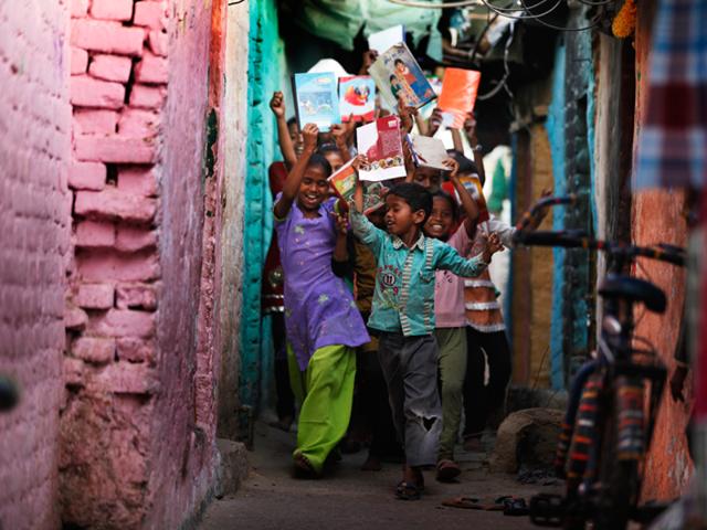 Children at a community education center of a HT Paathshala NGO partner in West Delhi. (Raj K Raj/HT photo) Children at a community education center of a HT Paathshala NGO partner in West Delhi. (Raj K Raj/HT photo)