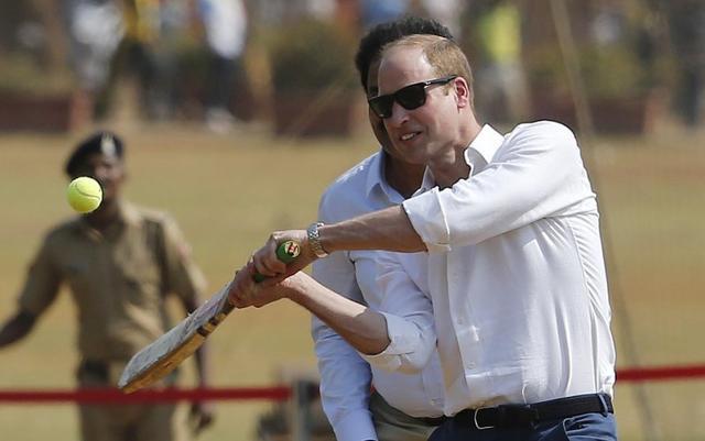 Britain's Prince William plays cricket with children at a ground in Mumbai (REUTERS) Britain's Prince William plays cricket with children at a ground in Mumbai (REUTERS)