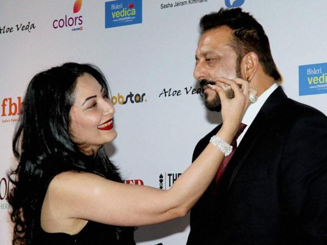 Sanjay Dutt with wife Manayat Dutt as they attend Femina Miss India Grand Finale 2016 in Mumbai on Saturday night . (PTI)