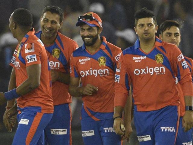 Gujarat Lions celebrates the victory against Kings XI Punjab. (Keshav Singh/HT Photo) 