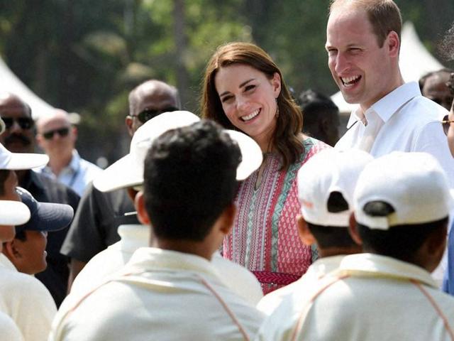 Catherine, Duchess Of Cambridge and Prince William play with children from Magic Bus, Childline and Doorstep, three non-governmental organizations, and watch a game of cricket at Mumbai's iconic recreation ground, the Oval Maidan in Mumbai. (Photo by Kunal Patil/ Hindustan Times) (Hindustan Times) Catherine, Duchess Of Cambridge and Prince William play with children from Magic Bus, Childline and Doorstep, three non-governmental organizations, and watch a game of cricket at Mumbai's iconic recreation ground, the Oval Maidan in Mumbai. (Photo by Kunal Patil/ Hindustan Times) (Hindustan Times)