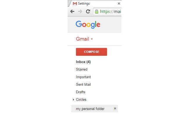 Below compose mail you can see the option for your own personal folder Below compose mail you can see the option for your own personal folder