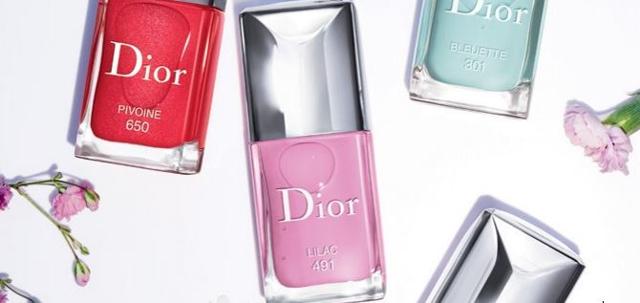 The fresh, floral range includes a series of nail polishes in feminine, botanical shades such as dreamy green and pretty pinks. (Dior)