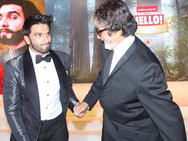 Ranveer Singh and Amitabh Bachchan sharing some love. (IANS) Ranveer Singh and Amitabh Bachchan sharing some love. (IANS)