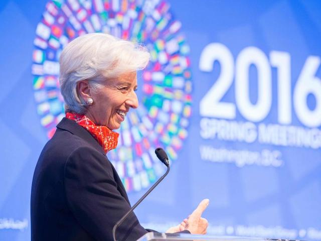 International Monetary Fund managing director Christine Lagarde delivers introductory remarks at the "Financial Inclusion: Macroeconomic and REgulatory Challenges" seminar at the IMF headquarters in Washington. (AFP) International Monetary Fund managing director Christine Lagarde delivers introductory remarks at the "Financial Inclusion: Macroeconomic and REgulatory Challenges" seminar at the IMF headquarters in Washington. (AFP)