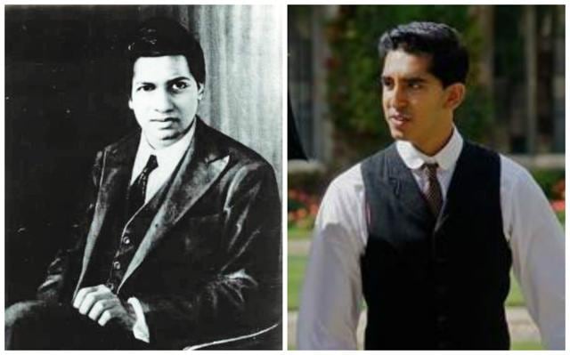 Ramanujan (L) and Dev Patel playing him in the movie (R). Ramanujan (L) and Dev Patel playing him in the movie (R).