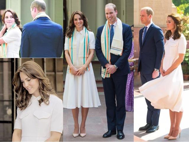 Outfit 4: Kate wore Emilia Wickstead to say goodbye to Mumbai - and hello to Delhi. The Duchess is rarely afraid to wear white and this one with its Peter Pan collar and double pockets was an elegant addition to her collection. (Instagram and Twitter) 