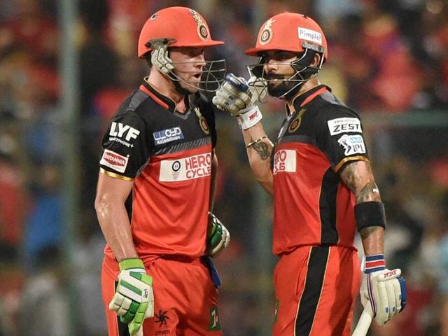 Virat Kohli and AB De Villiers’ 157-run stand effectively put the match out of Sunrisers Hyderabad’s reach. (PTI) Virat Kohli and AB De Villiers’ 157-run stand effectively put the match out of Sunrisers Hyderabad’s reach. (PTI)