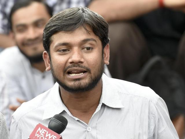 JNU students’ leader Kanhaiya Kumar addresses the media at the campus in New Delhi. (Saumya Khandelwal/HT Photo) JNU students’ leader Kanhaiya Kumar addresses the media at the campus in New Delhi. (Saumya Khandelwal/HT Photo)