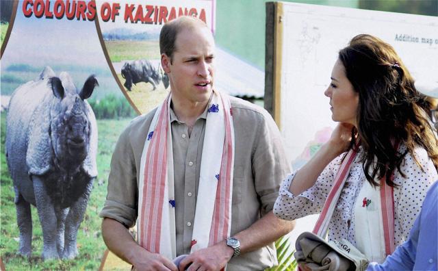 Prince William and his wife at the Bahori Range of Kaziranga National Park on Wednesday. (PTI Photo) Prince William and his wife at the Bahori Range of Kaziranga National Park on Wednesday. (PTI Photo)