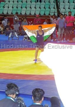 Actor Salman Khan shooting the ‘winning sequence’ during the shoot of Sultan. ( (Photo: Waseem Gashroo/ HT))