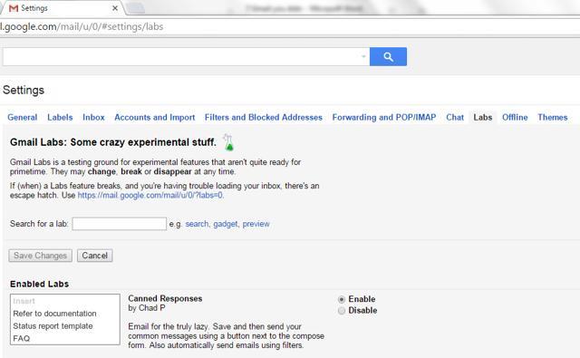 Enable the canned response option on your mail. Enable the canned response option on your mail.