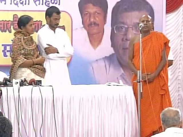 Dalit scholar Rohith Vemula’s mother, Radhika, and brother, Raja, at the conversion ceremony in Mumbai on Thursday. (ANI photo) Dalit scholar Rohith Vemula’s mother, Radhika, and brother, Raja, at the conversion ceremony in Mumbai on Thursday. (ANI photo)
