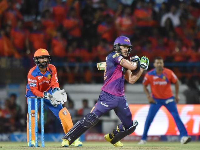 Faf du Plessis top scored for Rising Pune Supergiants with 69 off 43 balls. (Pratham Gokhale/HT Photo) Faf du Plessis top scored for Rising Pune Supergiants with 69 off 43 balls. (Pratham Gokhale/HT Photo)