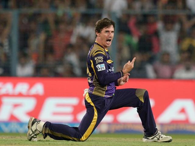 Brad Hogg celebrates after his throw led to the run out of Parthiv Patel. (AFP) Brad Hogg celebrates after his throw led to the run out of Parthiv Patel. (AFP)